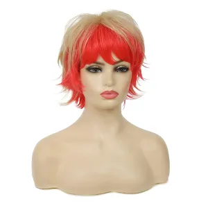 Short Bob Blonde Pink Wig With Bangs