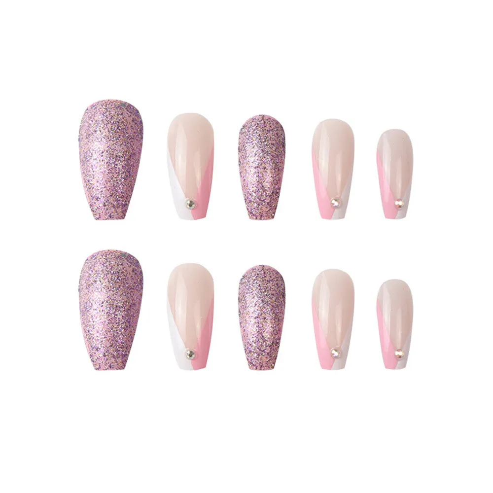 Short coffin Glitter with diamond V-shaped