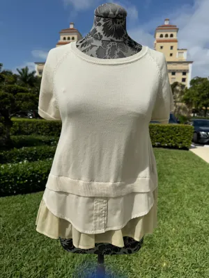 Short Sleeve Layered Tee in Beige