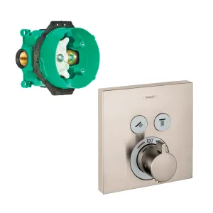 Showerselect 2 Way Thermostatic Trim Shower Mixer - Wall Mount - 7" Brass/Brushed Nickel