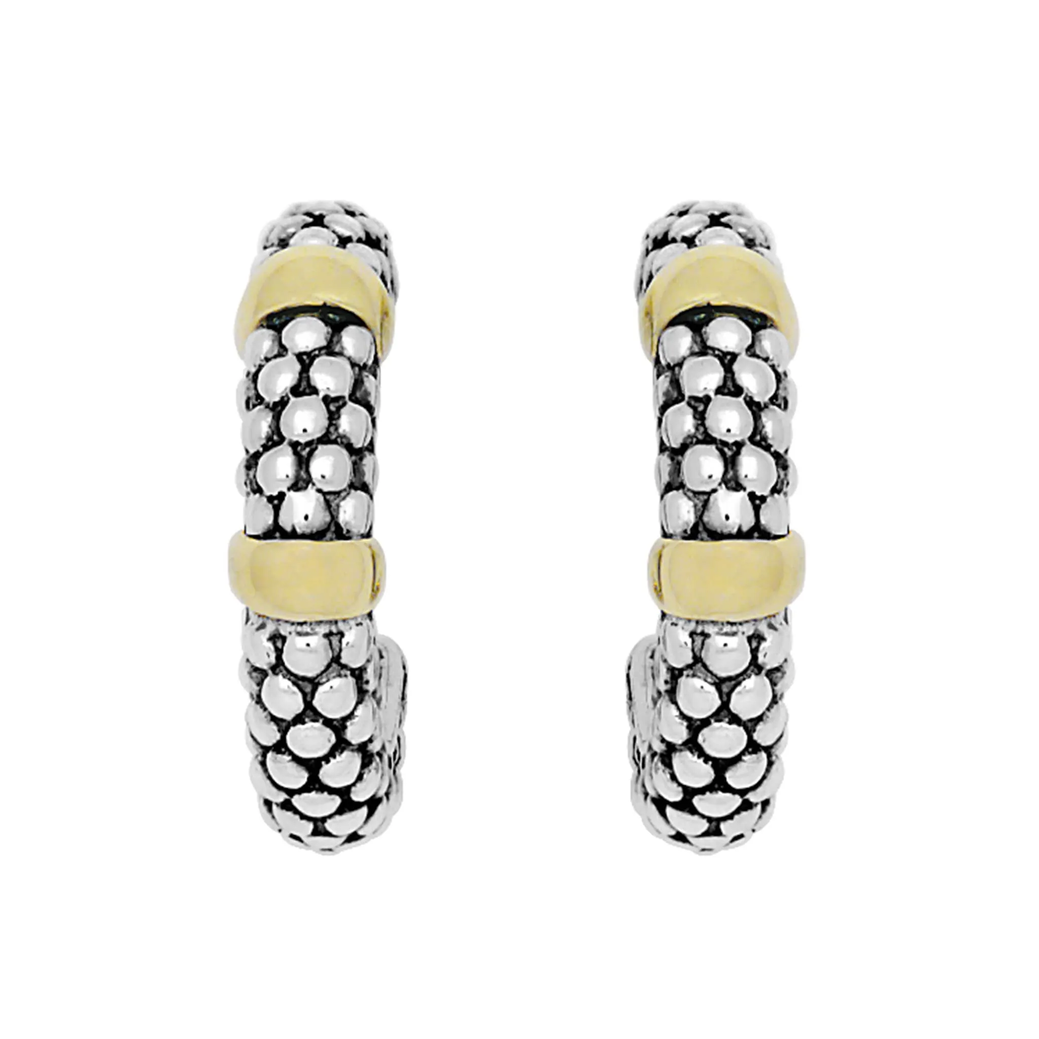 Signature Caviar Two-Tone Caviar Huggie Earrings