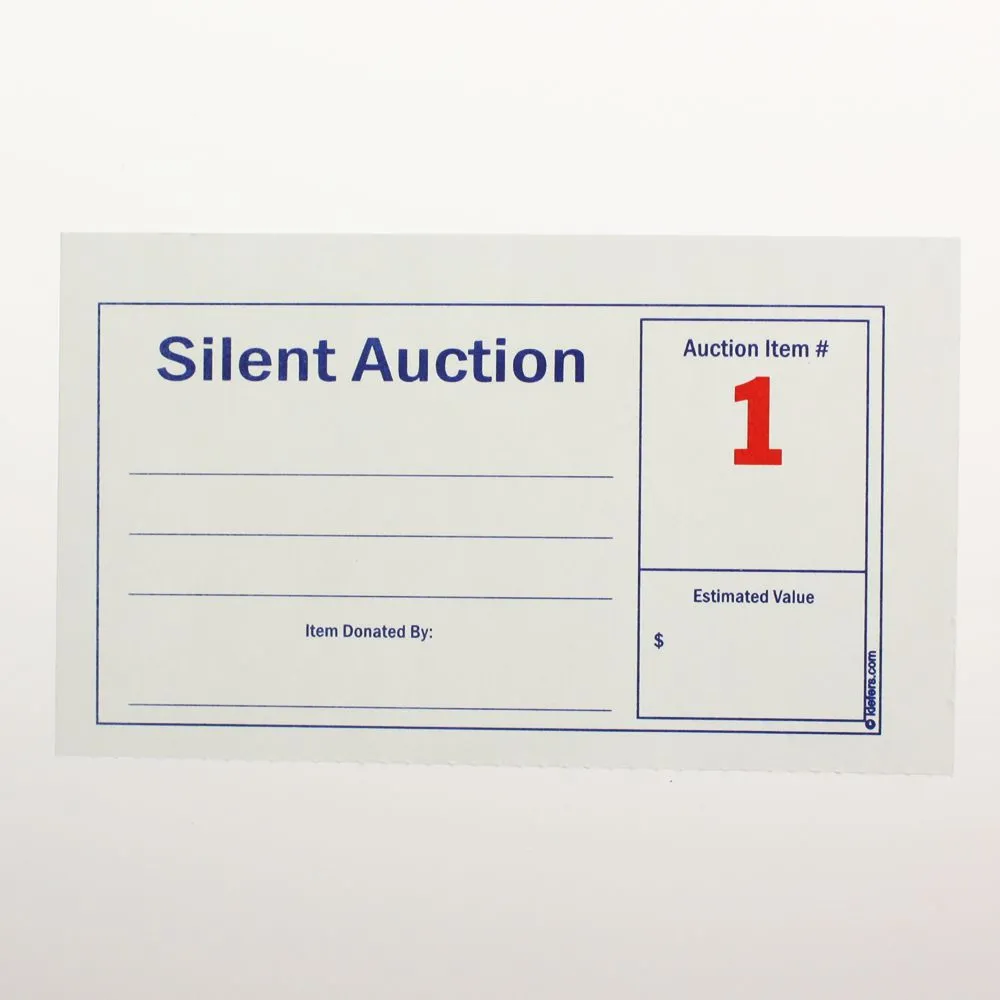 Silent Auction Numbered Display Cards (250/Pack)