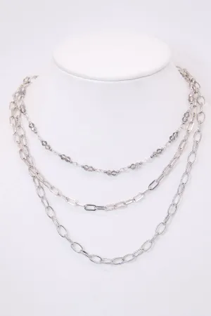 Silver Layered Necklace - NEK4280SI