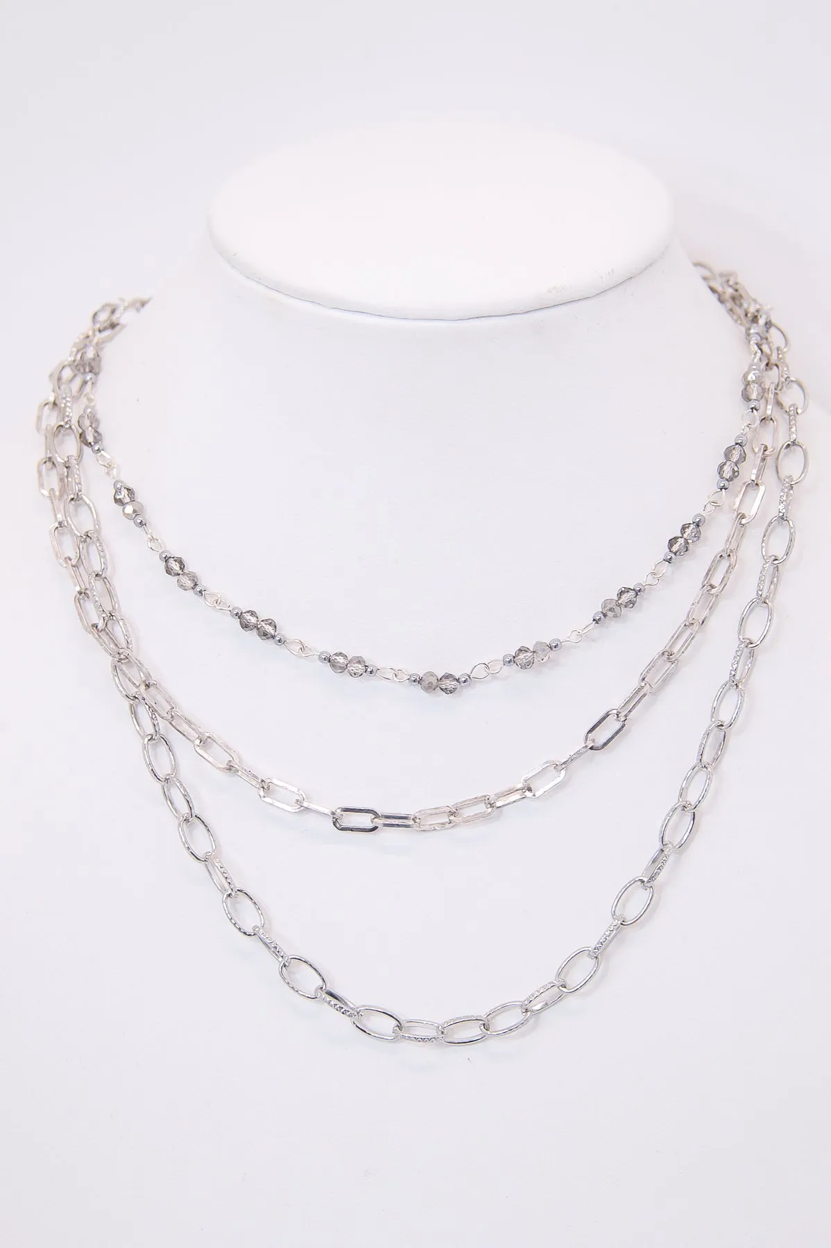 Silver Layered Necklace - NEK4280SI