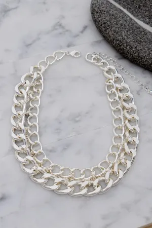 Silver Multi Braided Chain Necklace