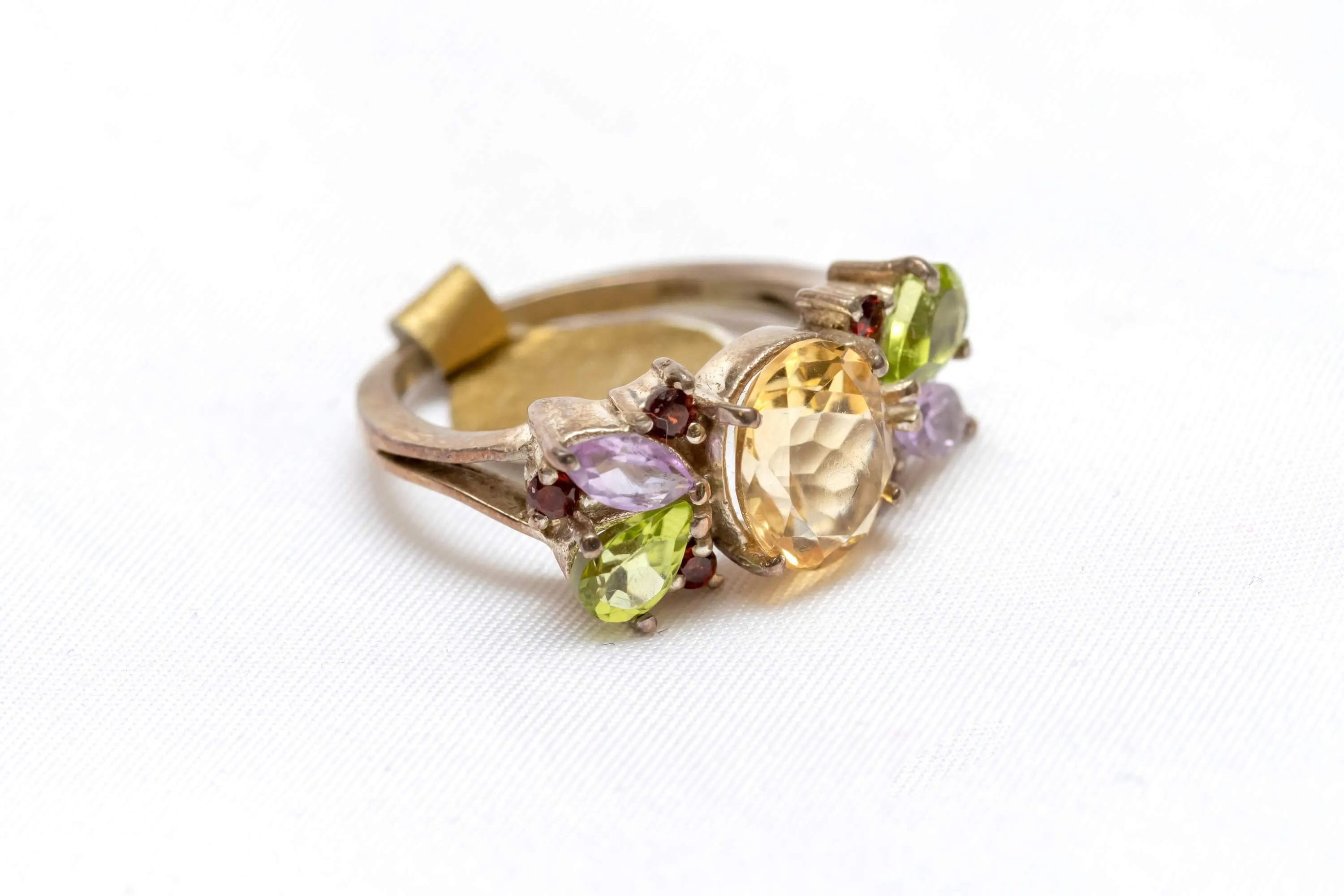 Silver Ring with Yellow Citrine Gemstone