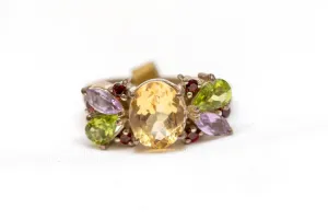 Silver Ring with Yellow Citrine Gemstone