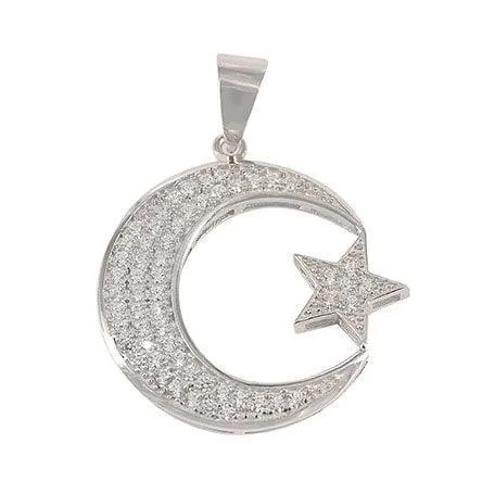 Silver Star and Crescent Pendant