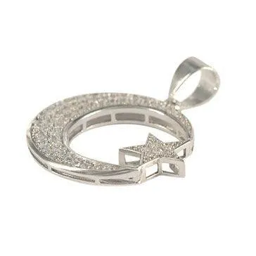 Silver Star and Crescent Pendant