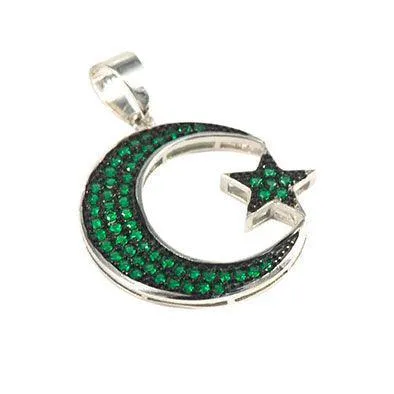 Silver Star and Crescent Pendant