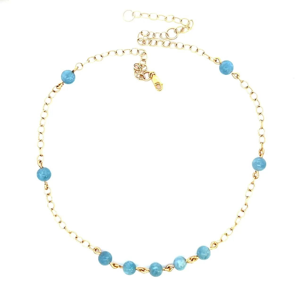 Sky Blue Aquamarine Choker Necklace 14k GF