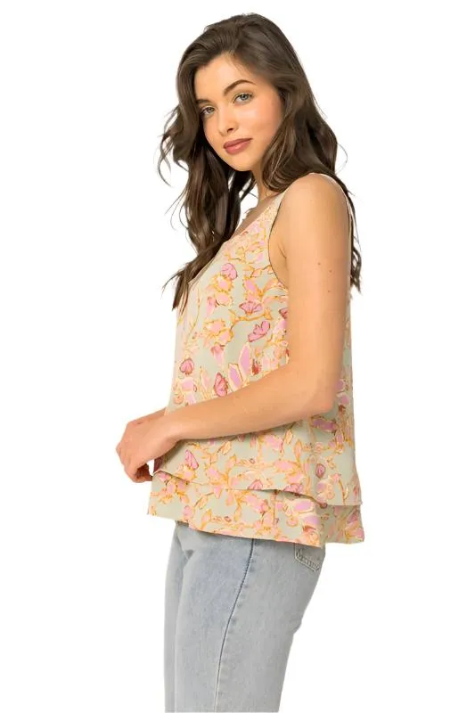 Sleeveless Double Layered Floral Top