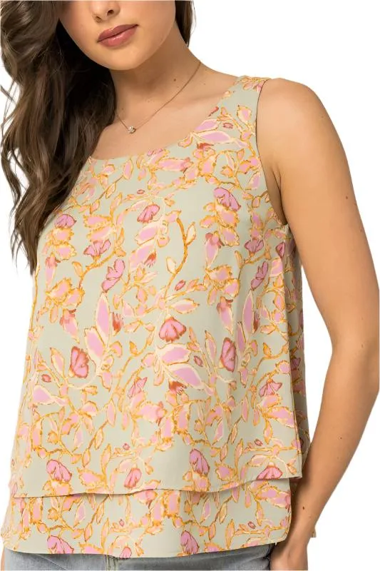 Sleeveless Double Layered Floral Top