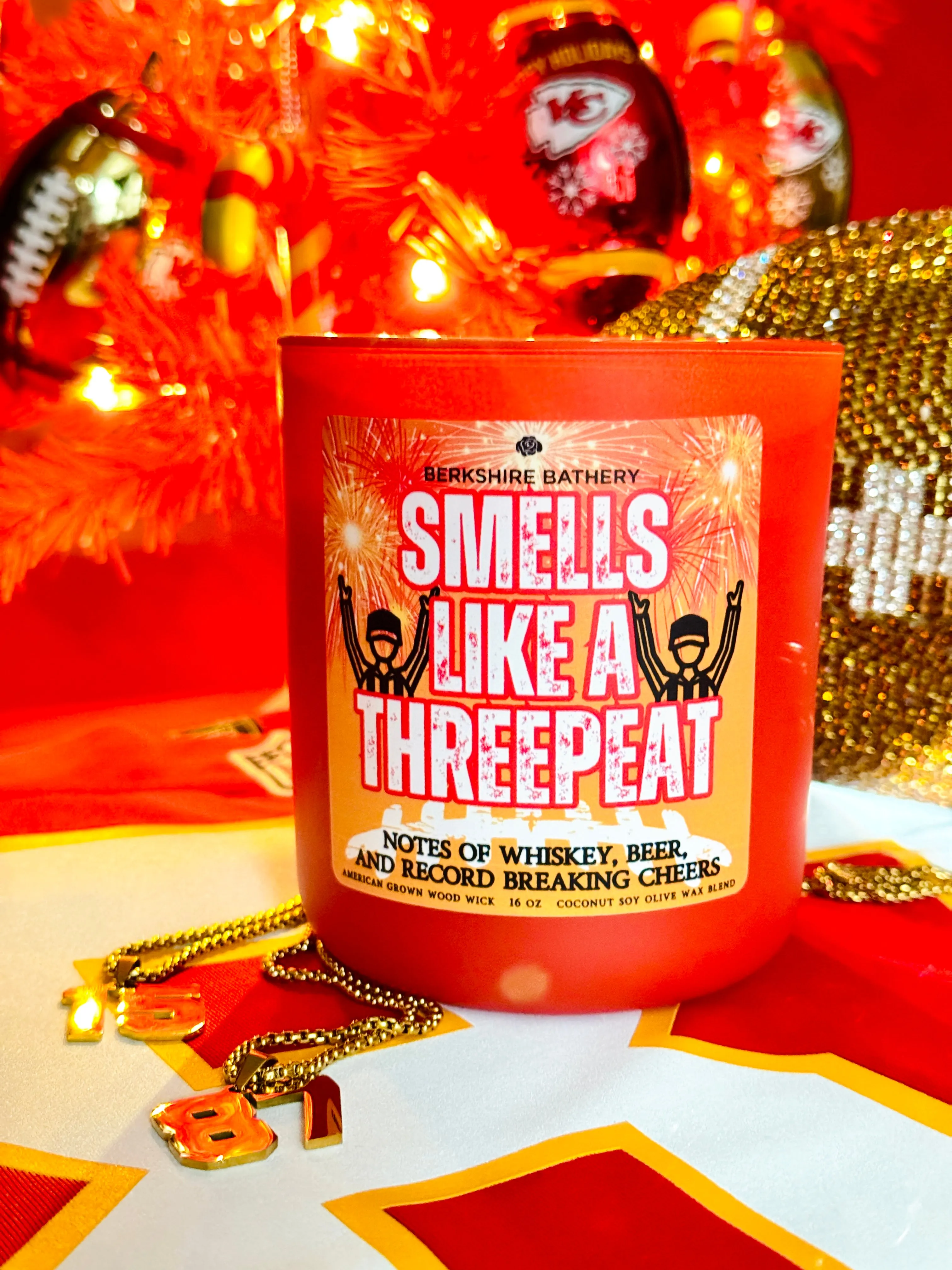 SMELLS LIKE A THREEPEAT | Whiskey   Beer   Popcorn  - 16oz Wood Wick Candle