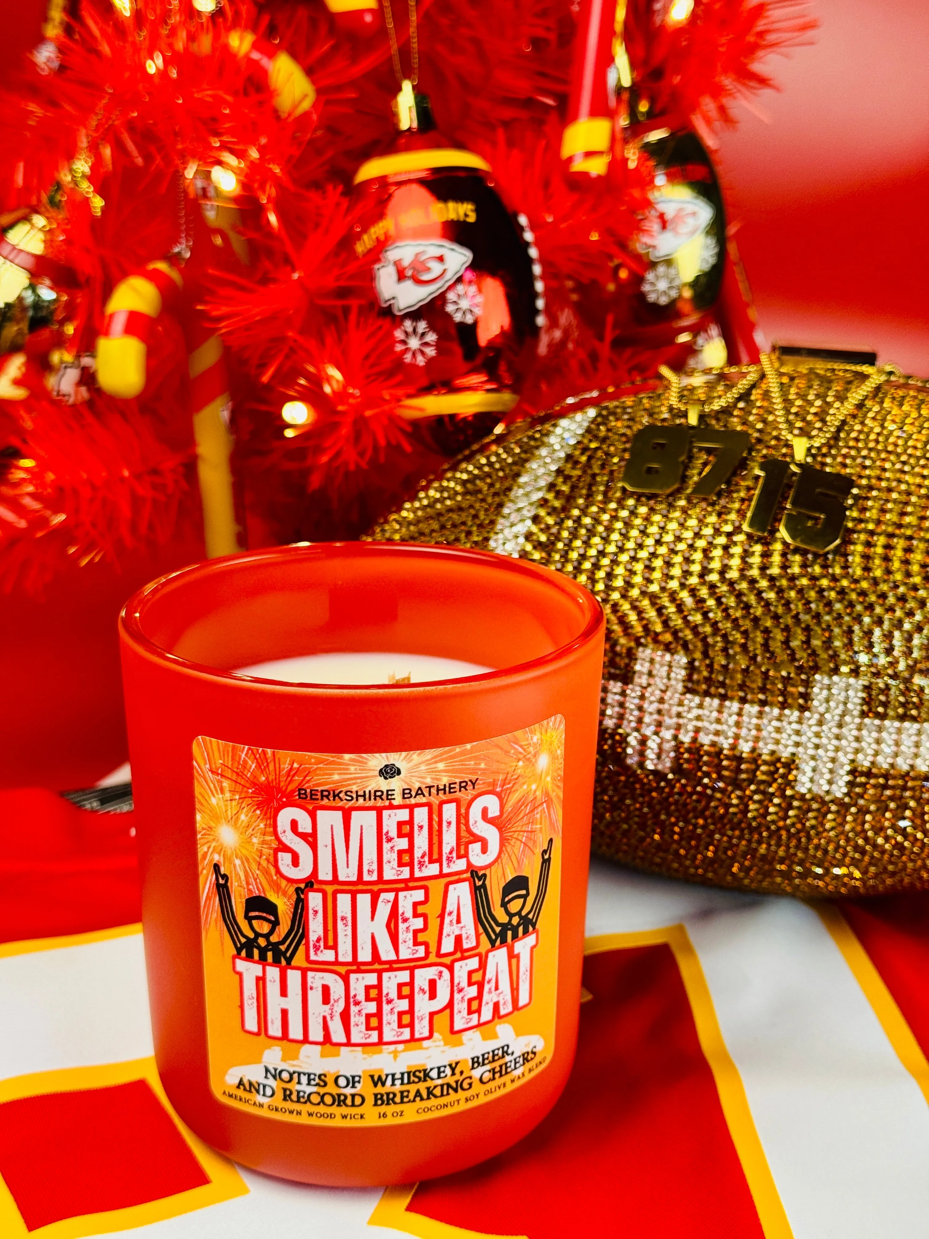SMELLS LIKE A THREEPEAT | Whiskey   Beer   Popcorn  - 16oz Wood Wick Candle