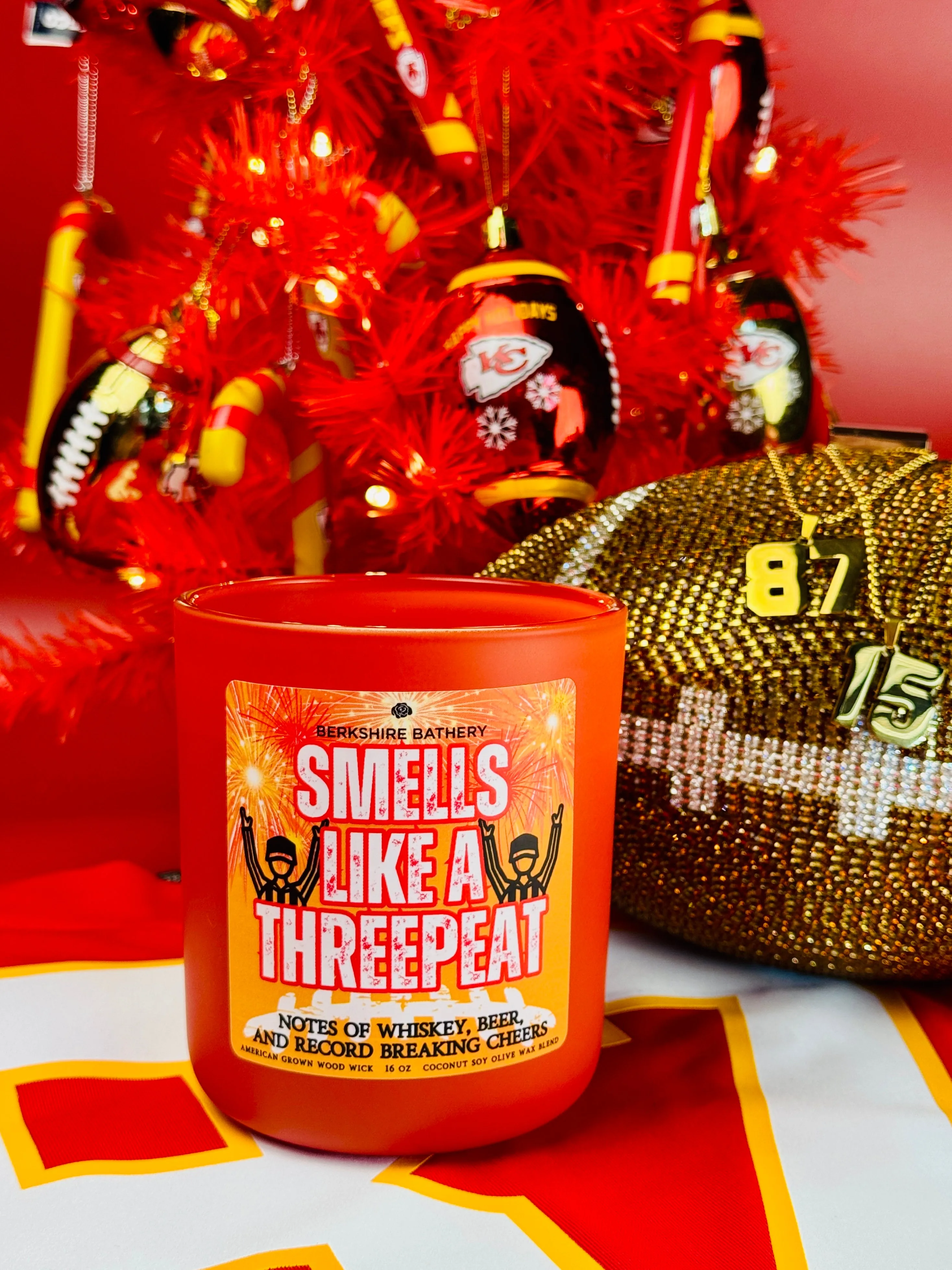 SMELLS LIKE A THREEPEAT | Whiskey   Beer   Popcorn  - 16oz Wood Wick Candle