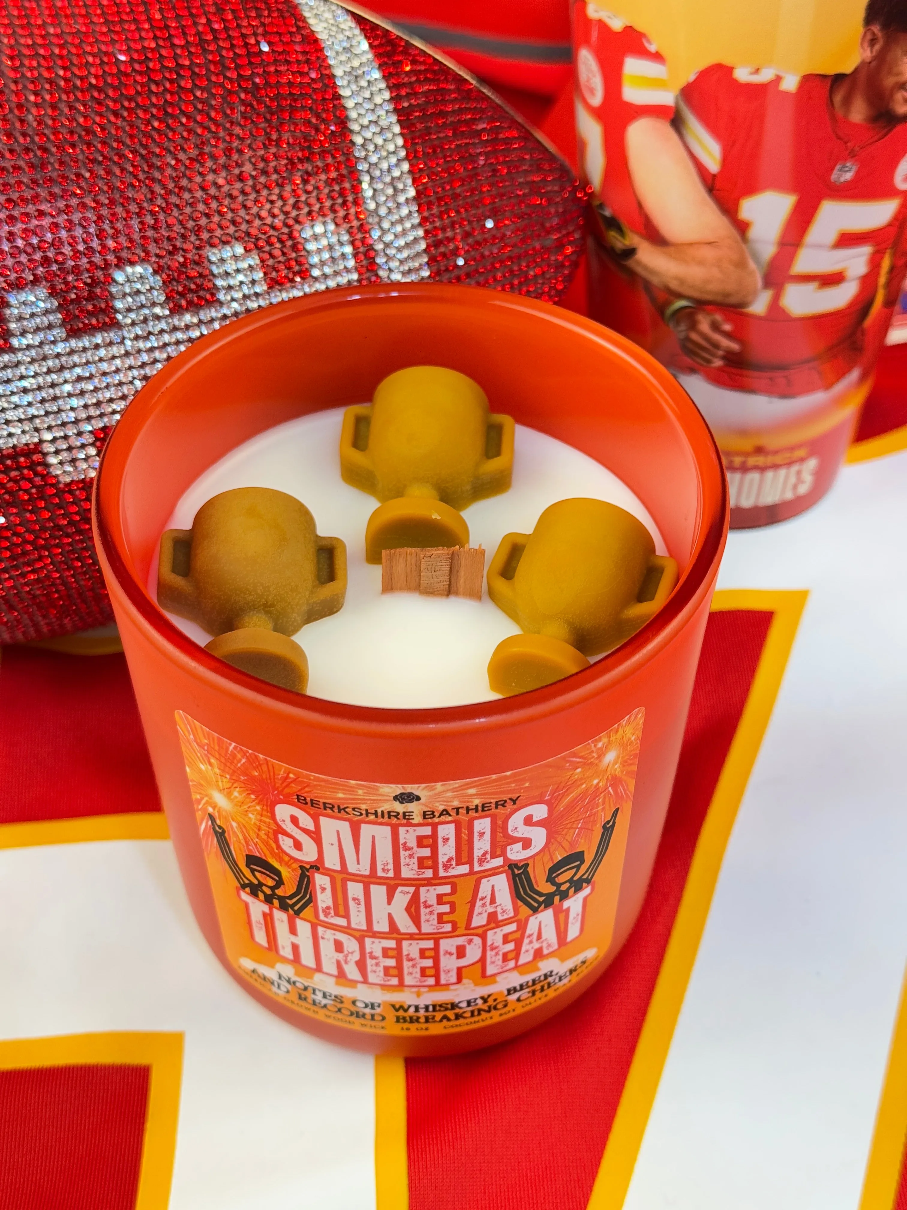 SMELLS LIKE A THREEPEAT | Whiskey   Beer   Popcorn  - 16oz Wood Wick Candle