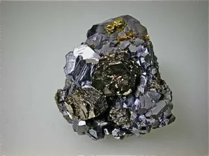 SOLD Galena and Pyrrhotite with Chalcopyrite, Trepca Complex near Mitrovica, Kosovska Municipality, Kosovo, Mined 2015, Small Cabinet 3.5 x 5.5 x 6.5 cm, $280.  Online 5/28/15.
