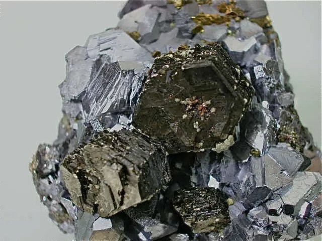 SOLD Galena and Pyrrhotite with Chalcopyrite, Trepca Complex near Mitrovica, Kosovska Municipality, Kosovo, Mined 2015, Small Cabinet 3.5 x 5.5 x 6.5 cm, $280.  Online 5/28/15.