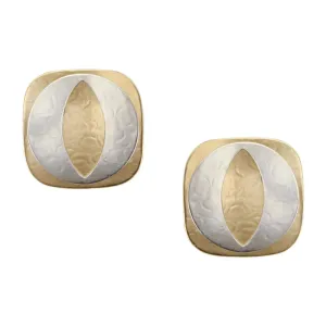 Square with Open Disc Post or Clip Earring