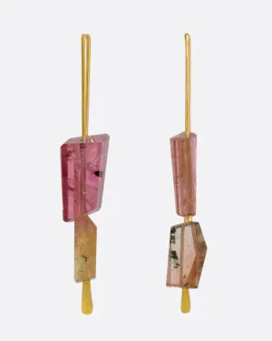 Stacked Pink Tourmaline Medium Hook Earrings