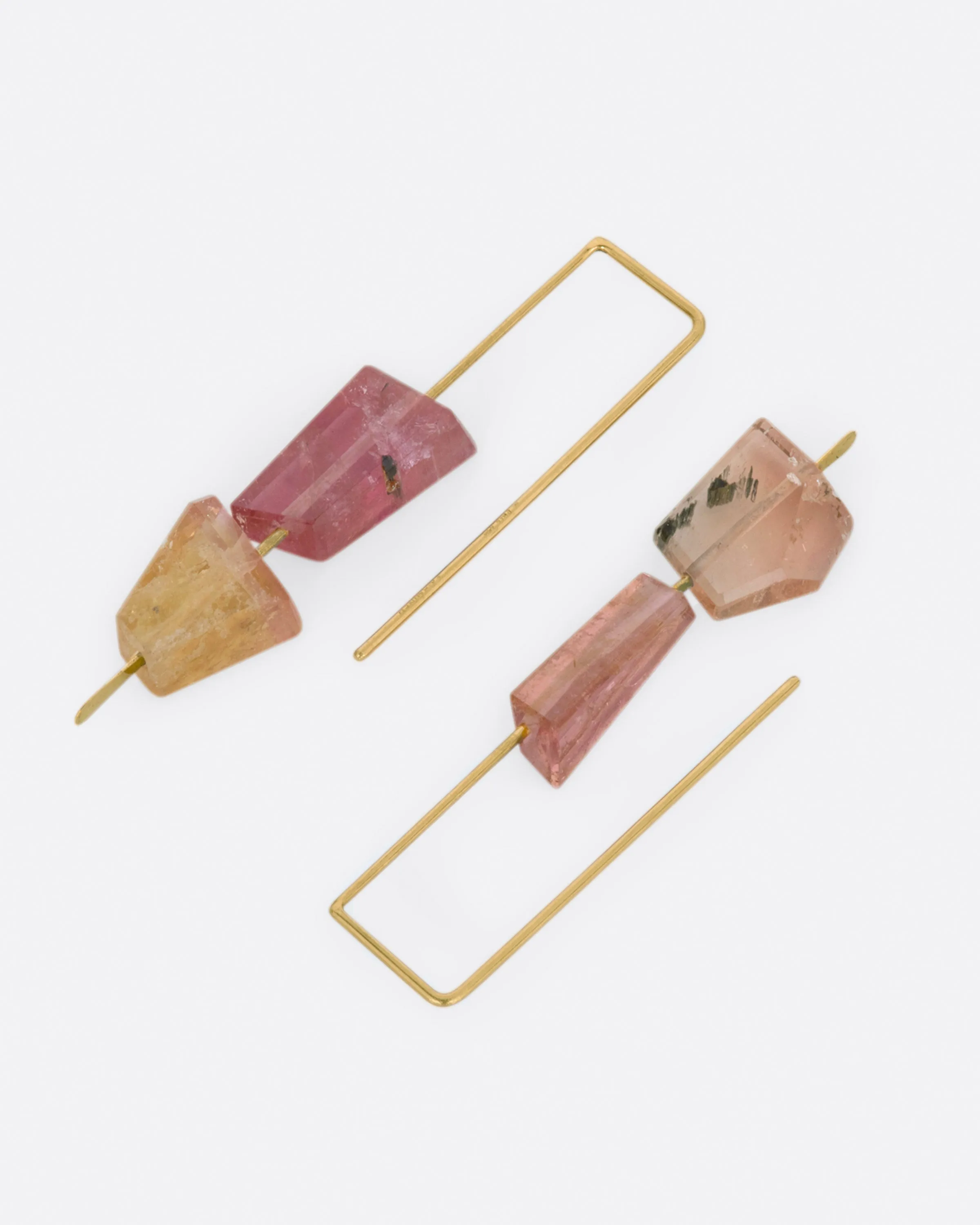 Stacked Pink Tourmaline Medium Hook Earrings