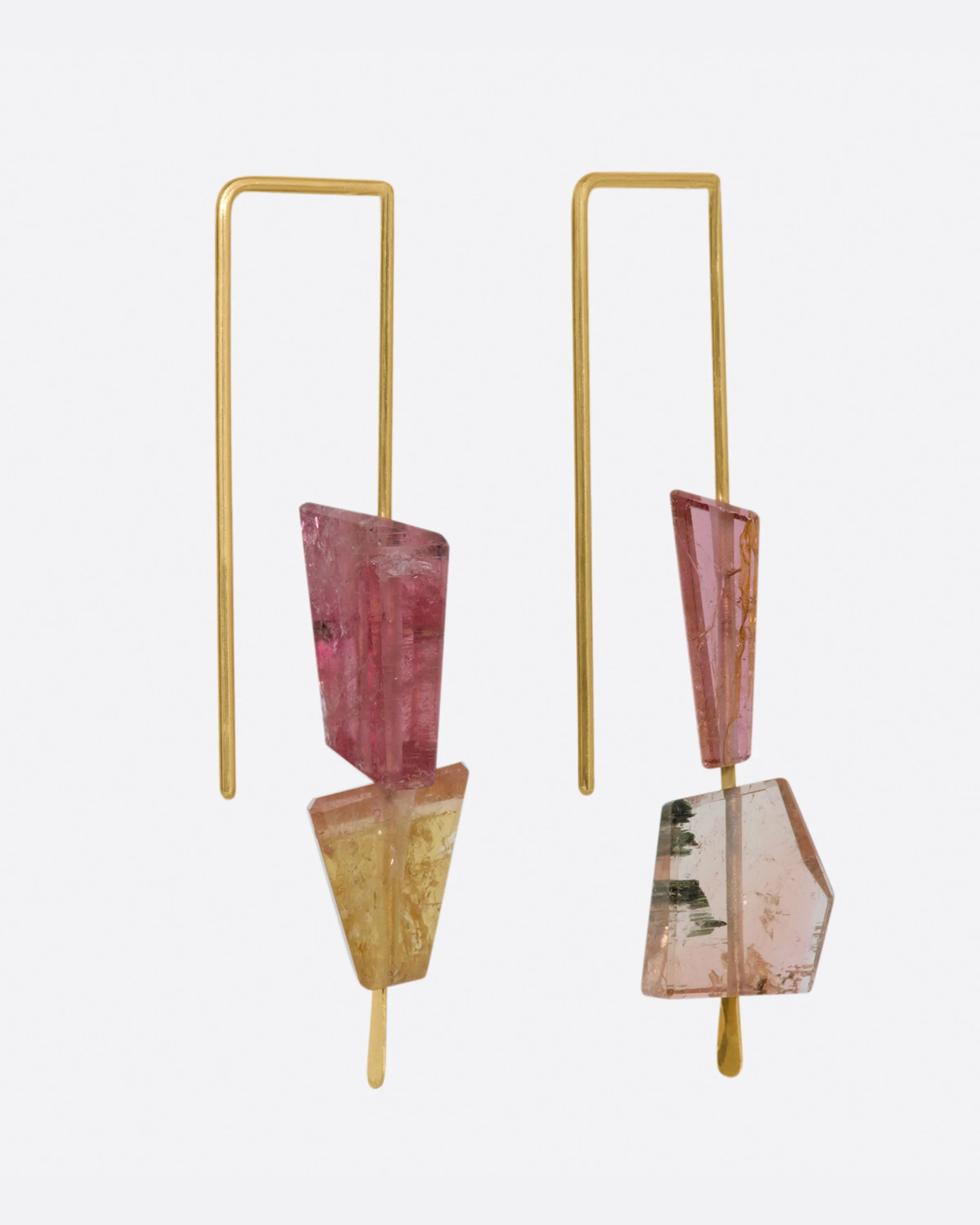 Stacked Pink Tourmaline Medium Hook Earrings