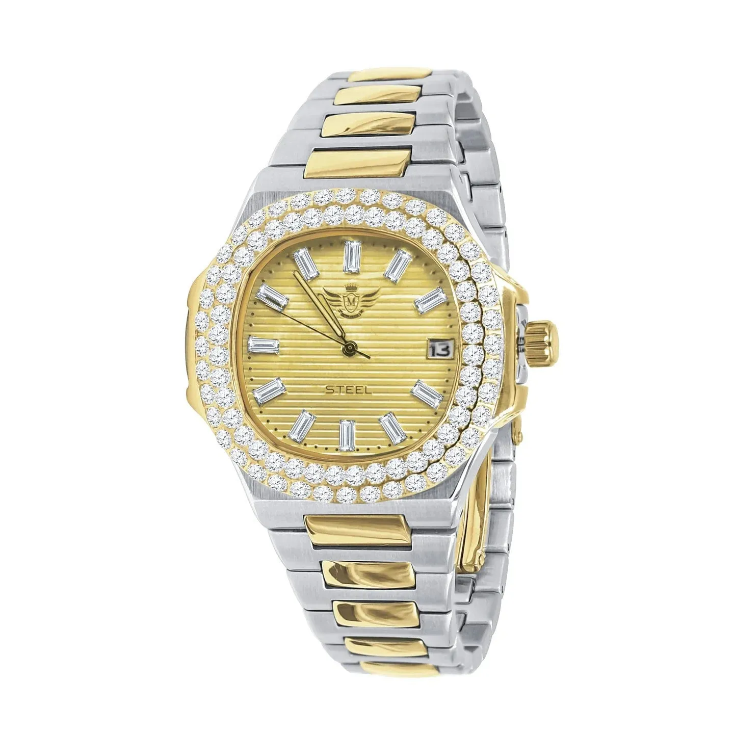 Stainless Steel Nautical Watch With CZ Bezel