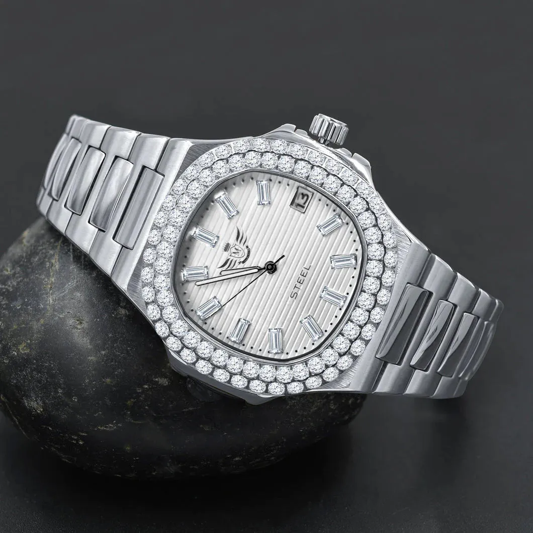 Stainless Steel Nautical Watch With CZ Bezel