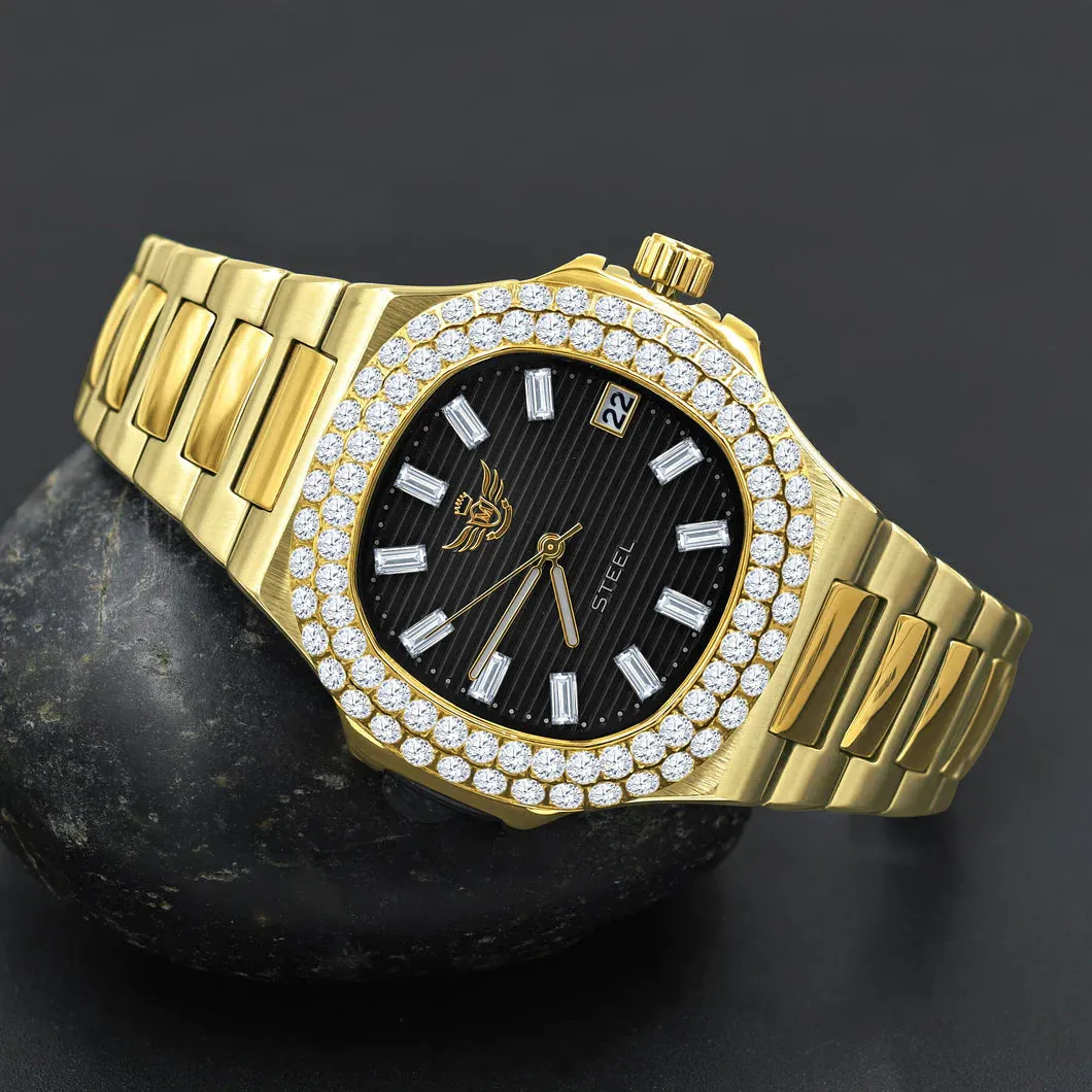 Stainless Steel Nautical Watch With CZ Bezel