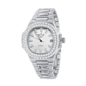 Stainless Steel Nautical Watch With CZ Bezel