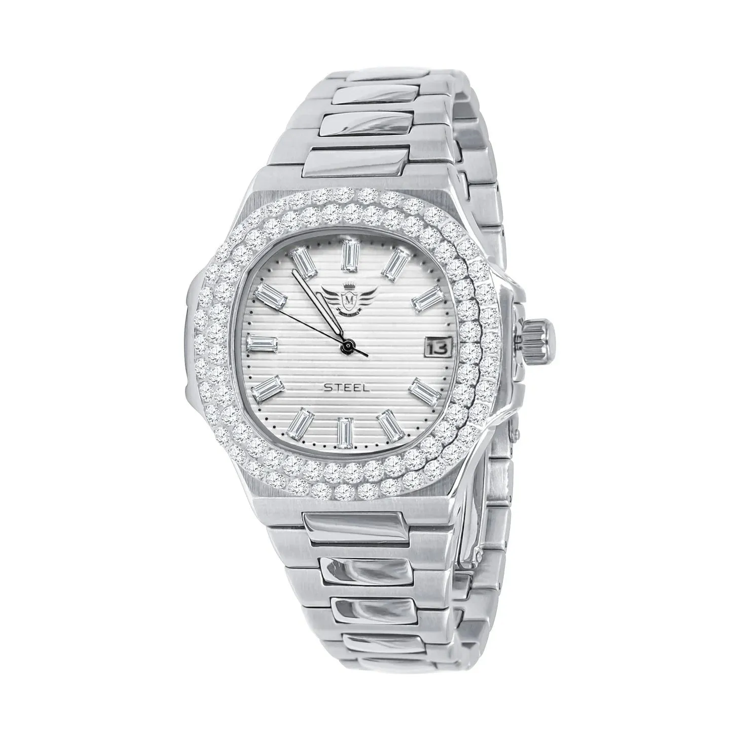 Stainless Steel Nautical Watch With CZ Bezel