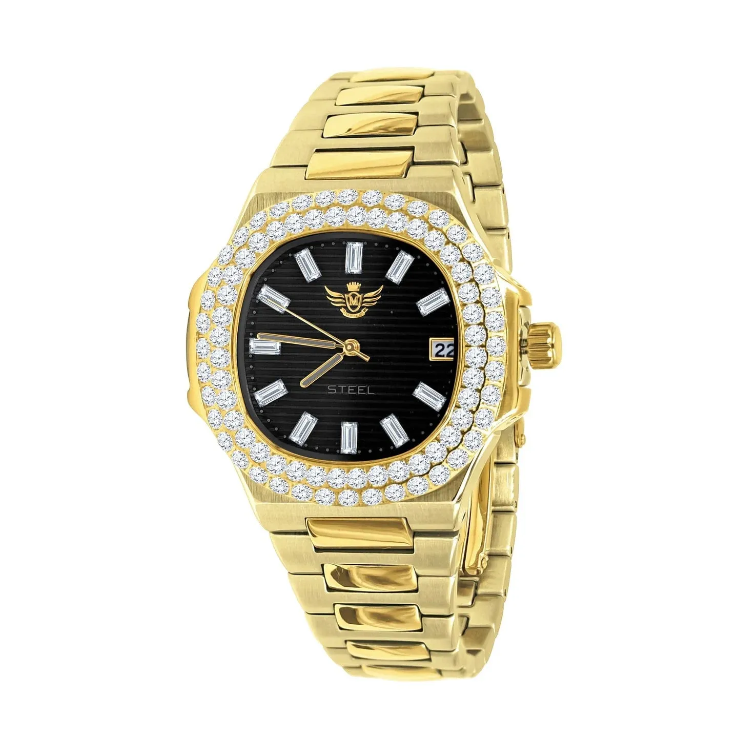 Stainless Steel Nautical Watch With CZ Bezel