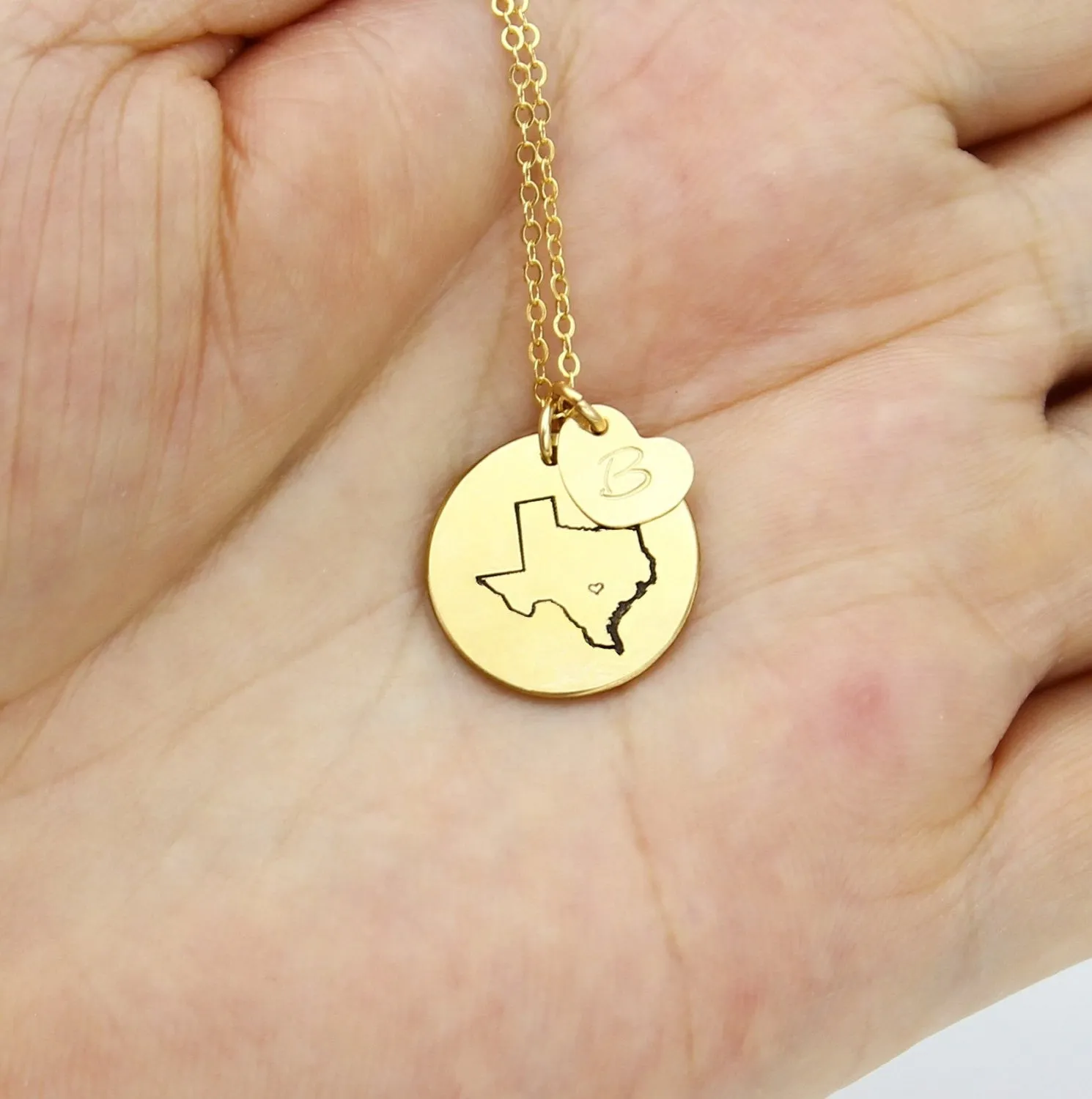 State Charm Necklace, 5/8" Disc
