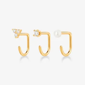 Stay Close Pearl Hoops Set
