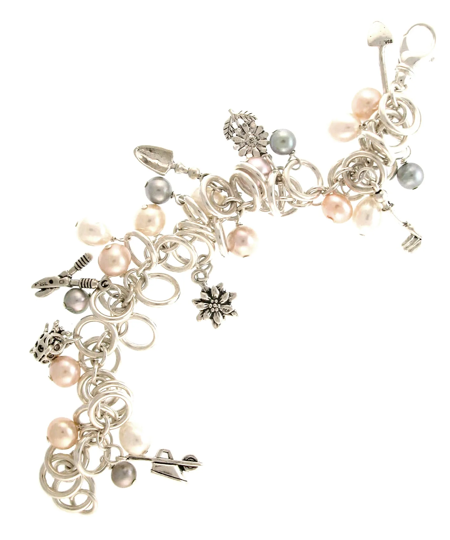 Sterling Silver & Pearl Charm Bracelet