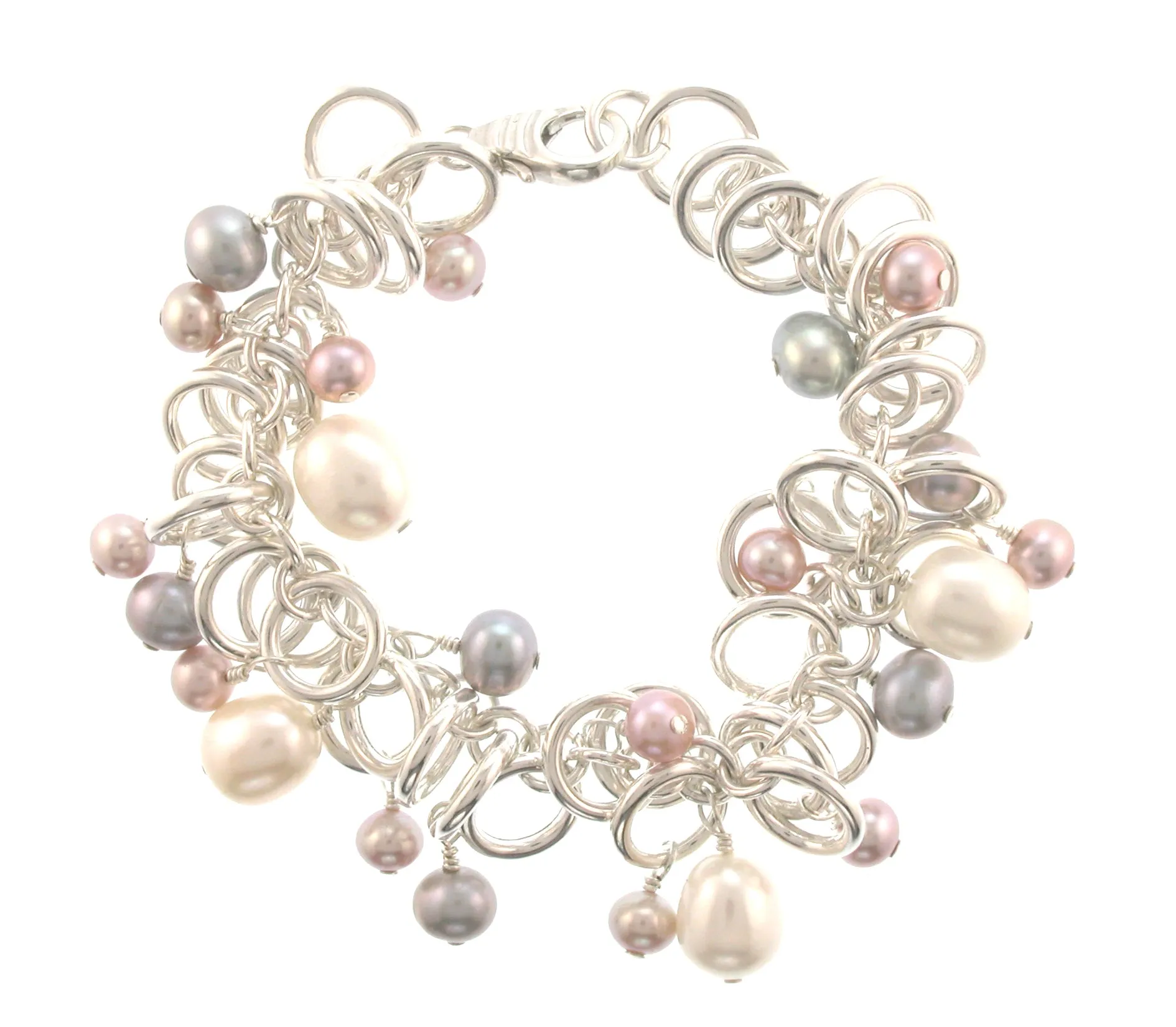 Sterling Silver & Pearl Charm Bracelet