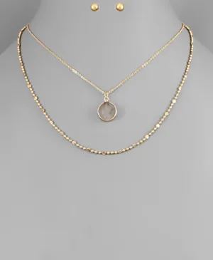 Stone Layered Disc Necklace