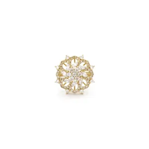 Symmetric Floral Cluster CZ Ring (14K)