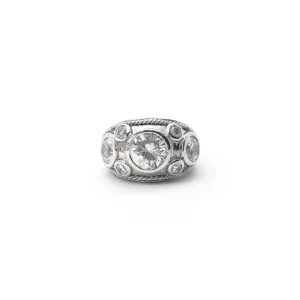 Symmetric Round CZ Cocktail Ring (Silver)