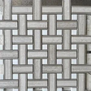 TEAKWOOD LIGHT/ATHENS WOOD/ARISTON Mix Basket Weave Mosaic - Havai'iano