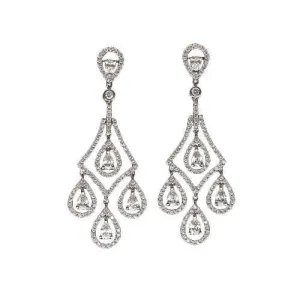 Teardrop Pear Natural Earth Mined Diamonds 5 Carat Chandelier Earrings Pair White Gold