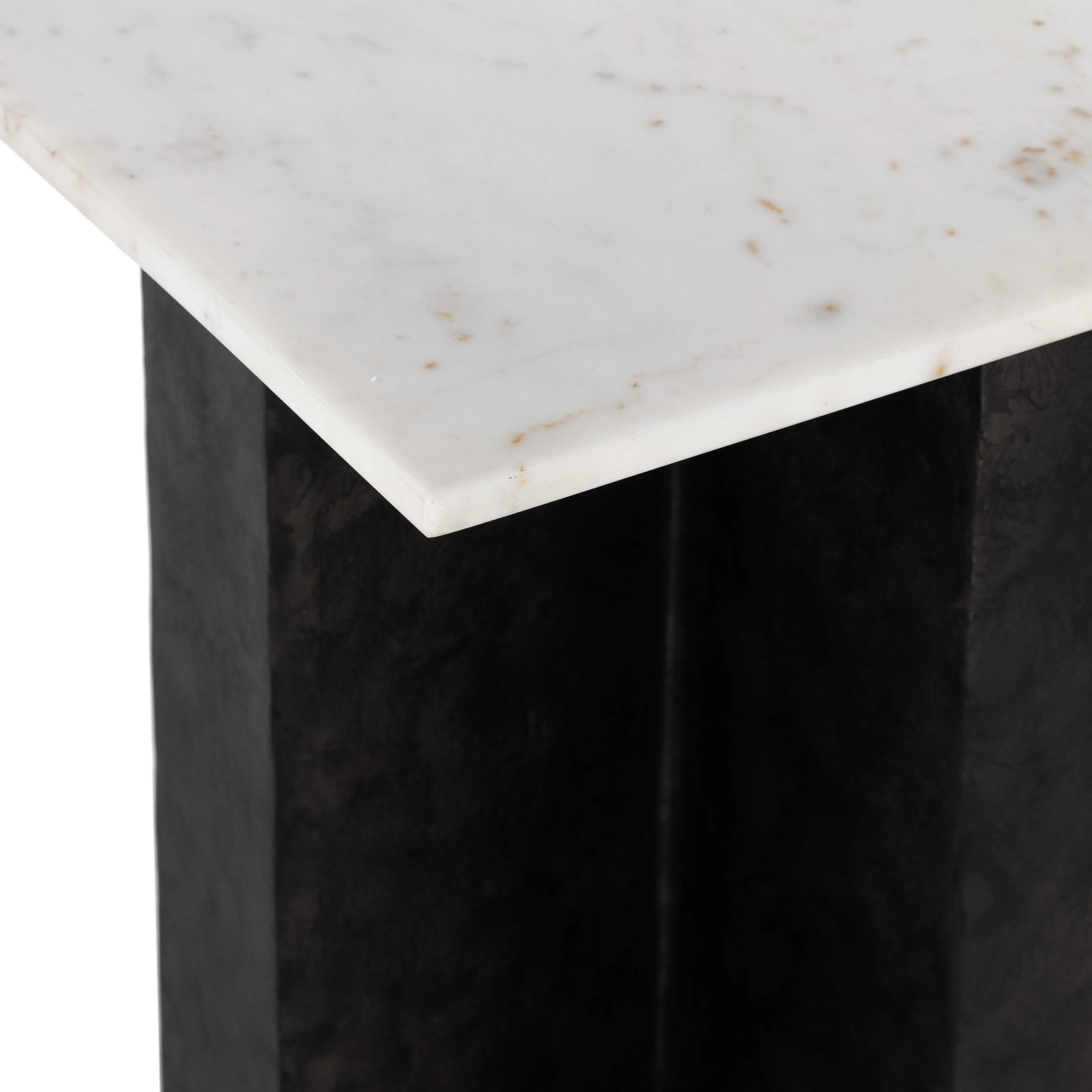 Terrell End Table - Raw Black/White Marble