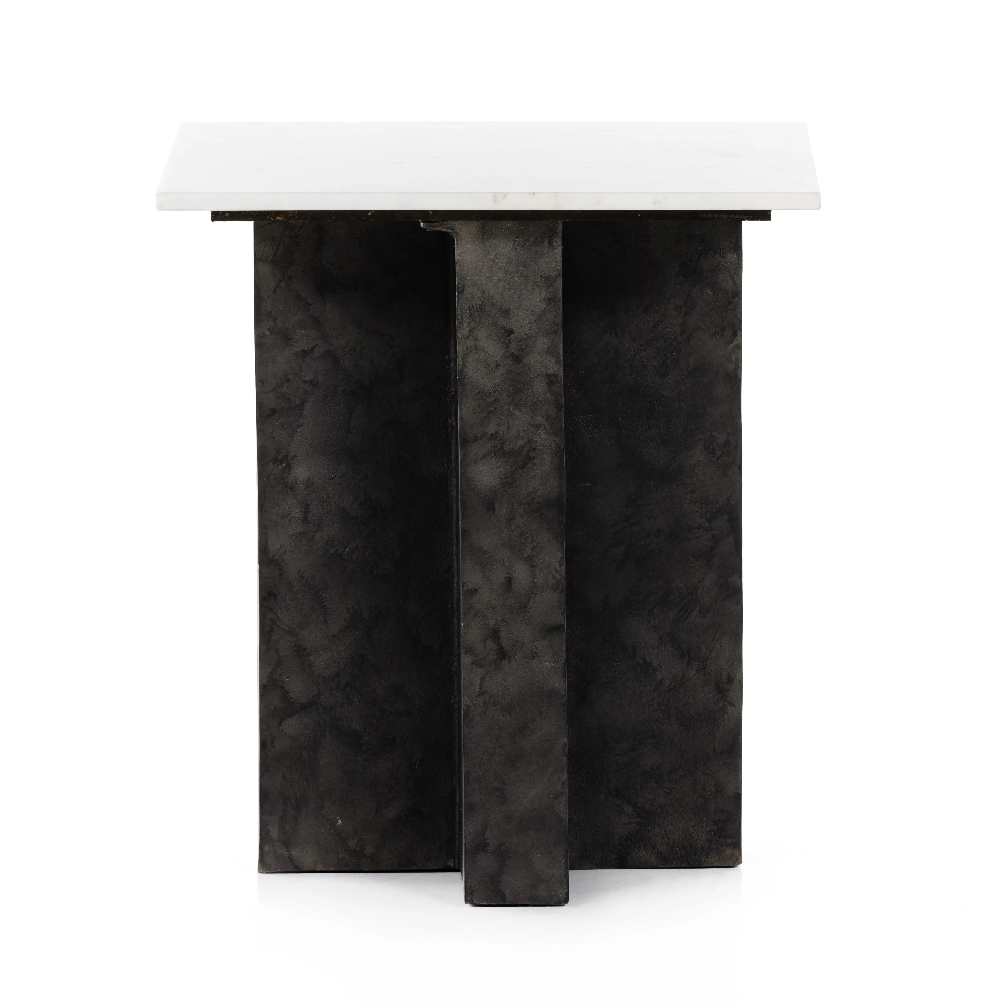 Terrell End Table - Raw Black/White Marble