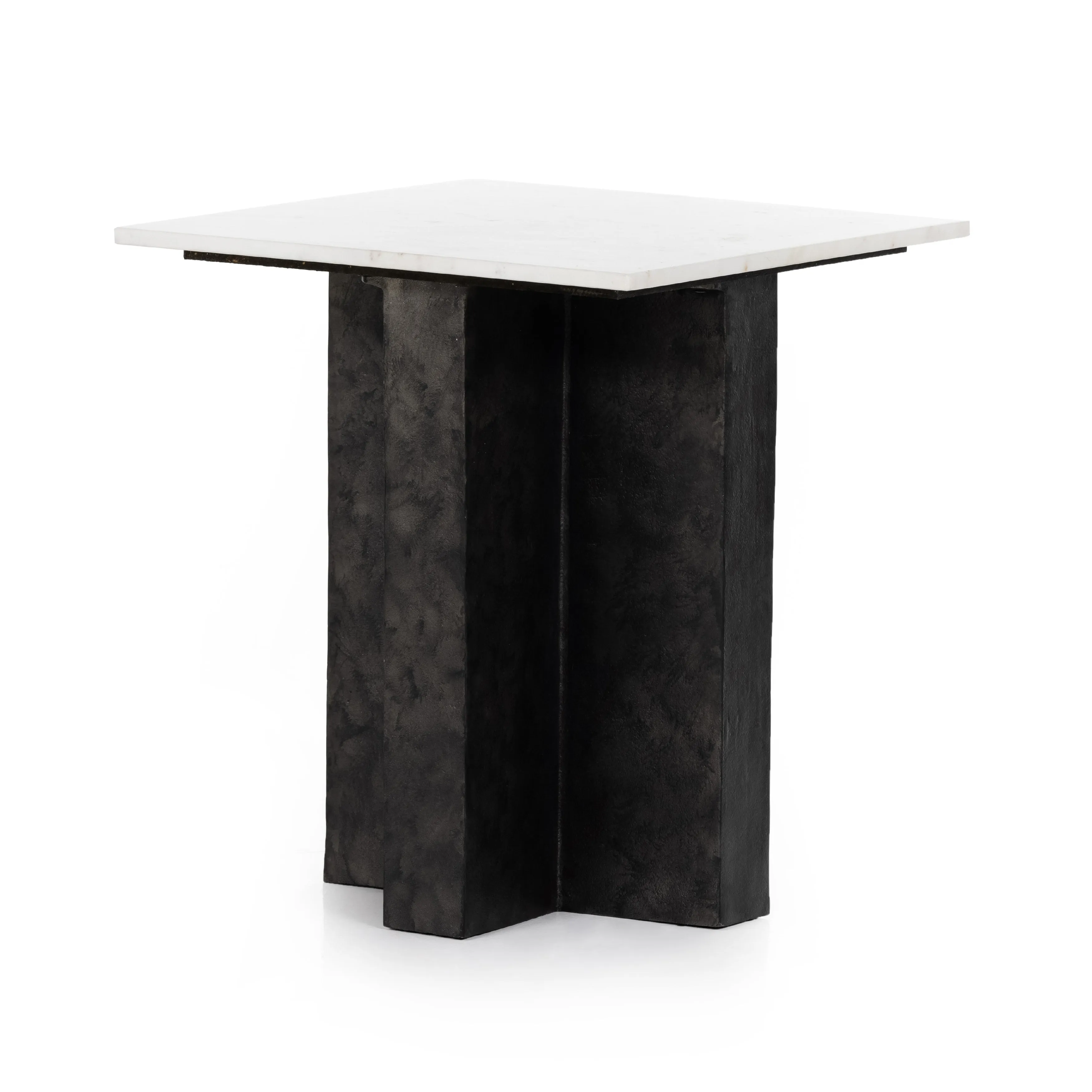 Terrell End Table - Raw Black/White Marble
