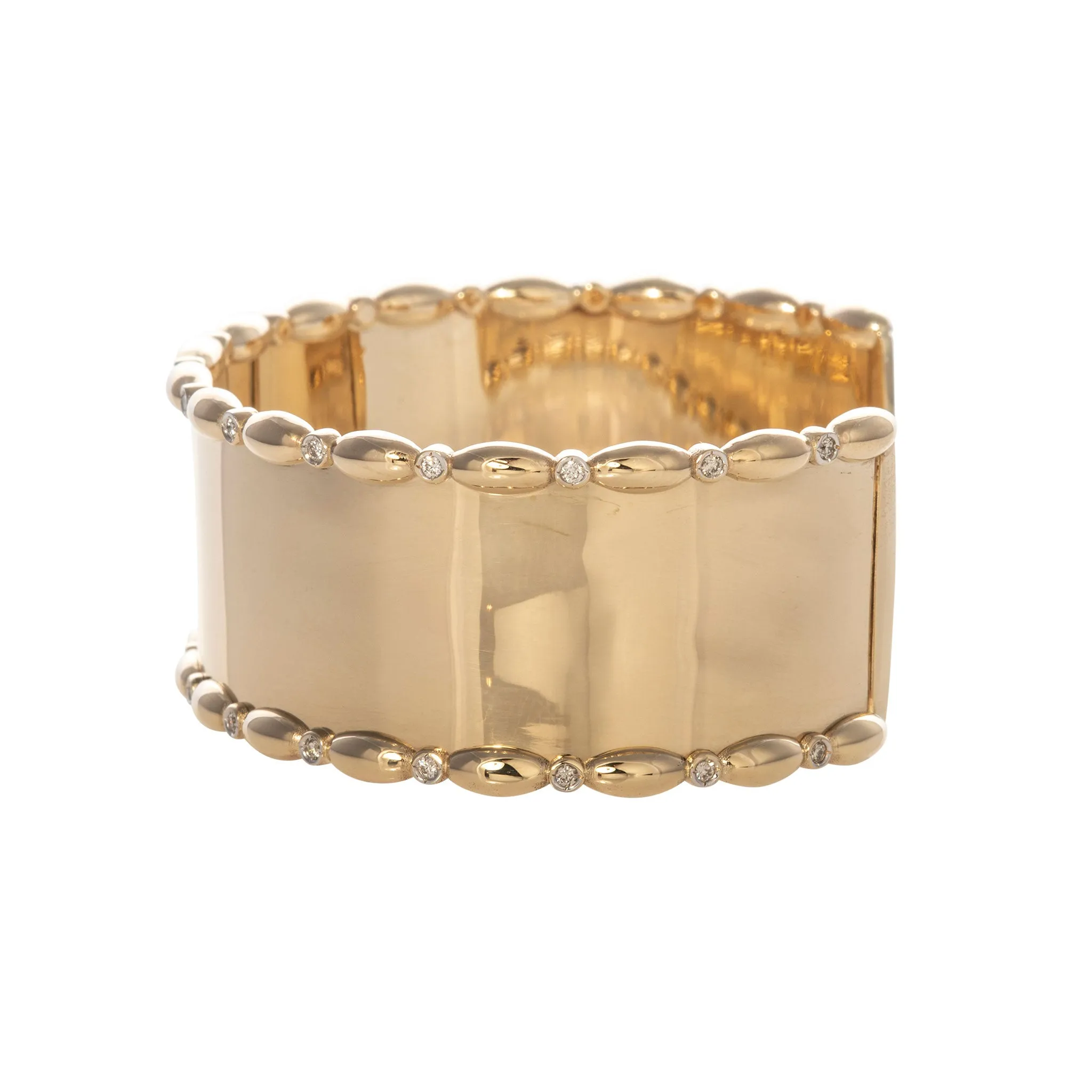 The Mary Diamond Polished Oval Wide Cuff Bracelet