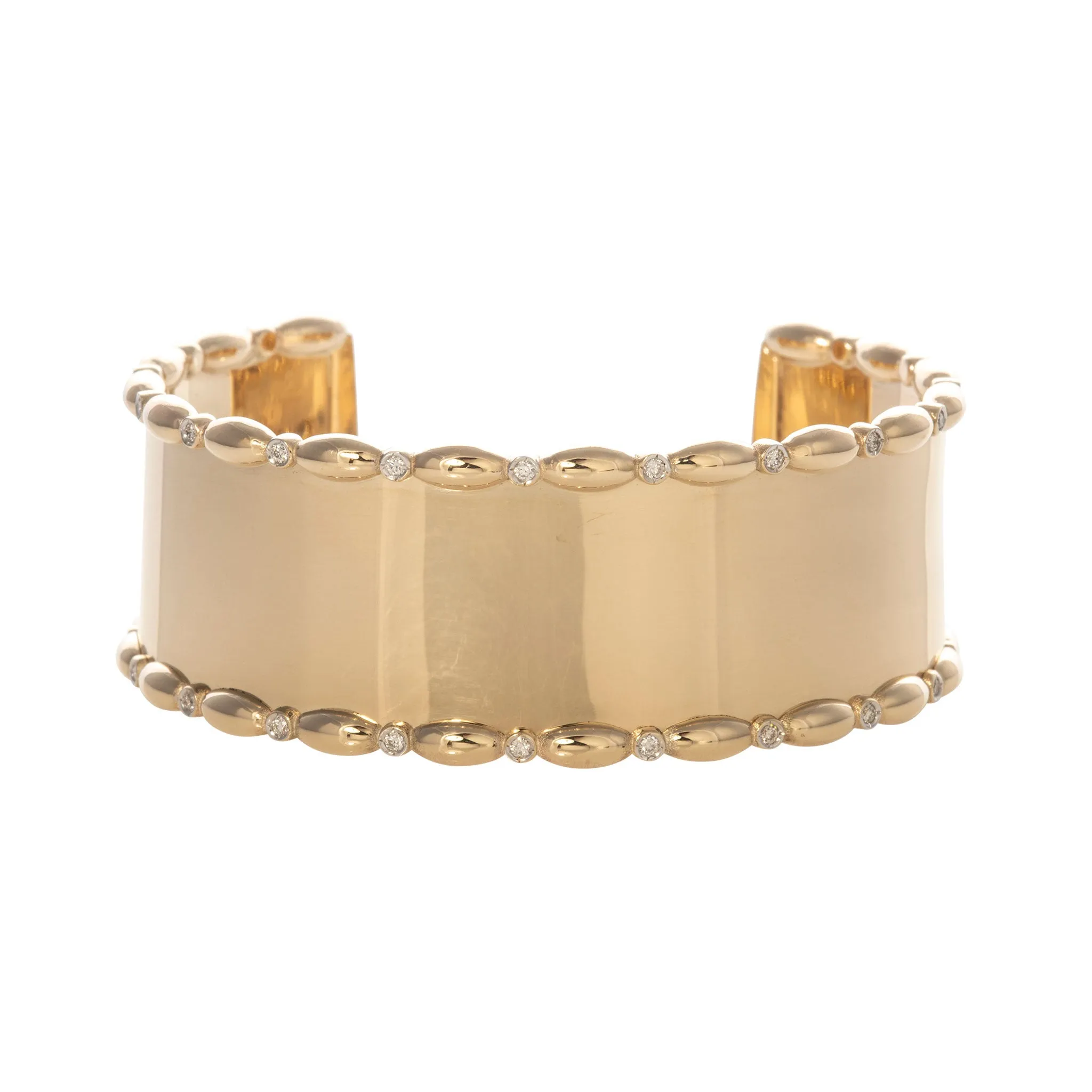 The Mary Diamond Polished Oval Wide Cuff Bracelet