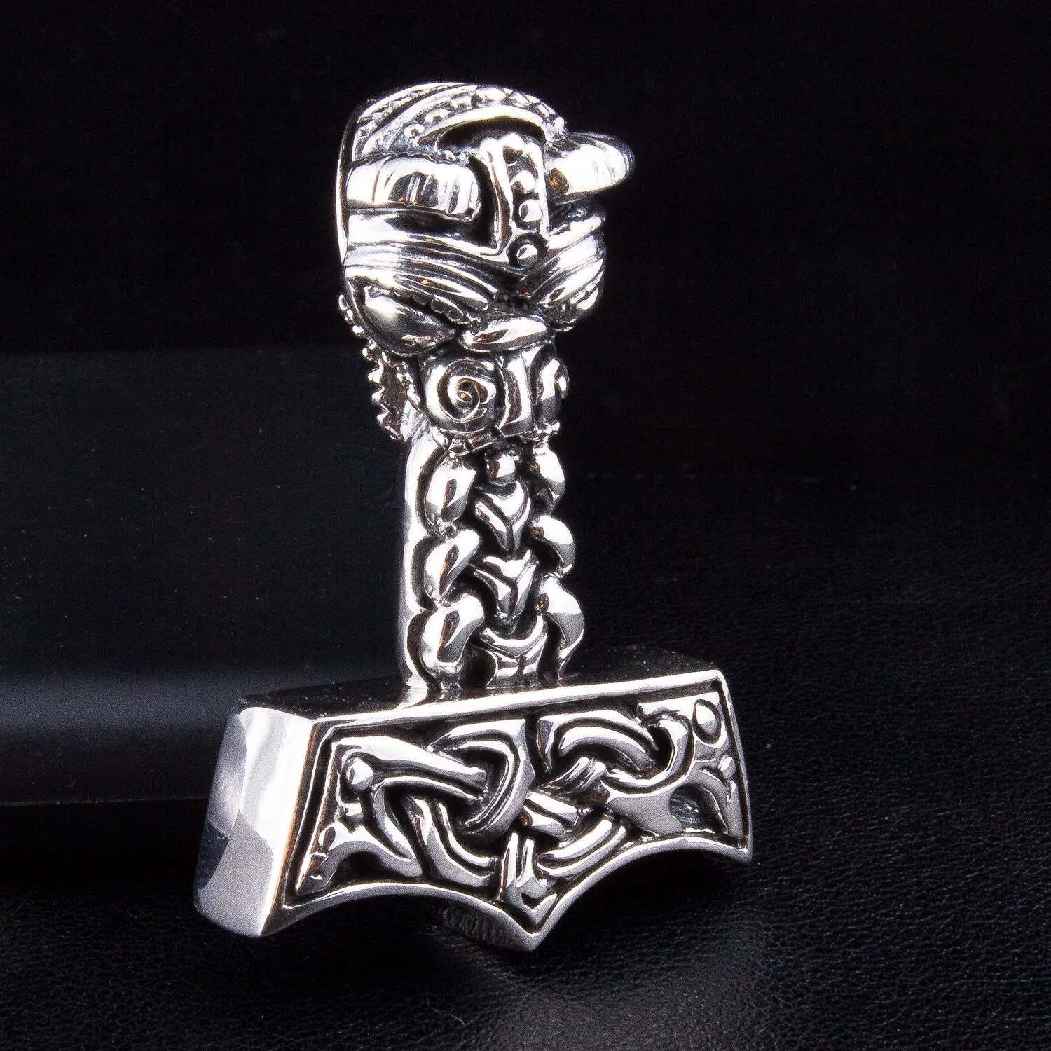Thors Hammer 925 Sterling Silver Mens Pendant Necklace