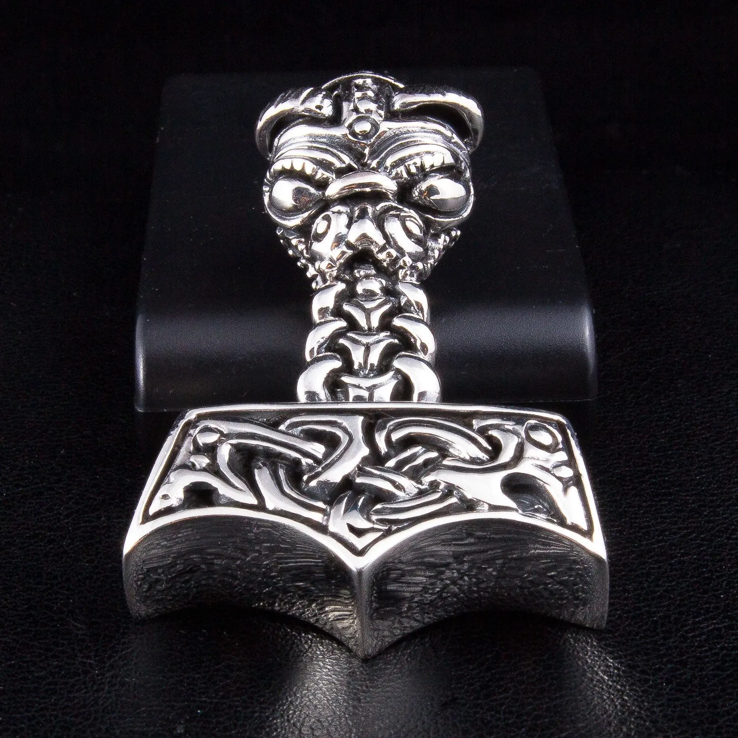 Thors Hammer 925 Sterling Silver Mens Pendant Necklace