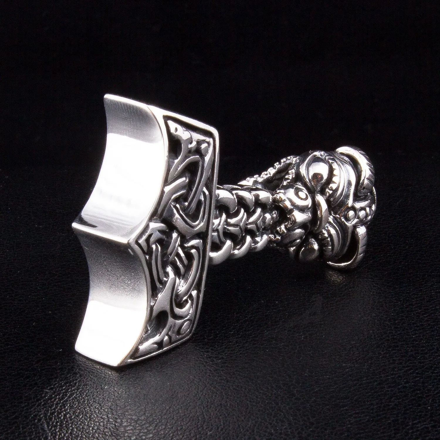 Thors Hammer 925 Sterling Silver Mens Pendant Necklace
